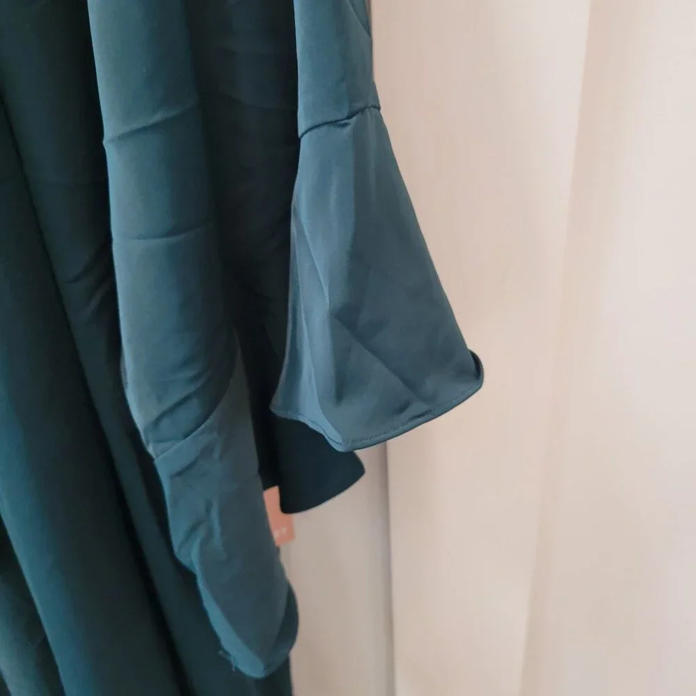 Birdy Grey Women's Kenny Ruffle‎ Belted Short Robe Emerald Green Size XL/2XL